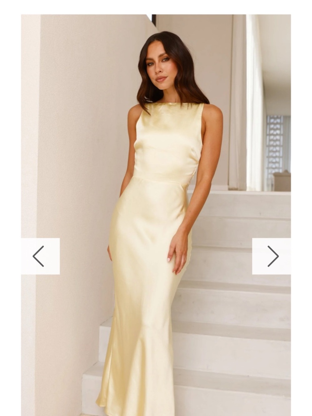 Satin Sleeveless Maxi Dress in Pale Yellow AUS Sz 8 (XS/S)